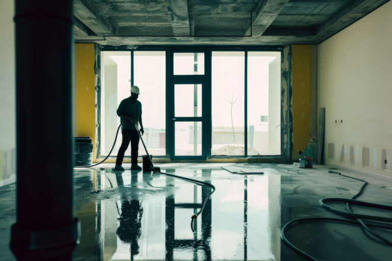 african american worker vacuuming floors unfinished apartment african american construction 768x512